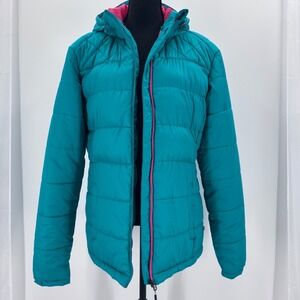 Magellan Outdoors Womens Teal ski Hooded Puffer Jacket Size L Insulated Outdoor